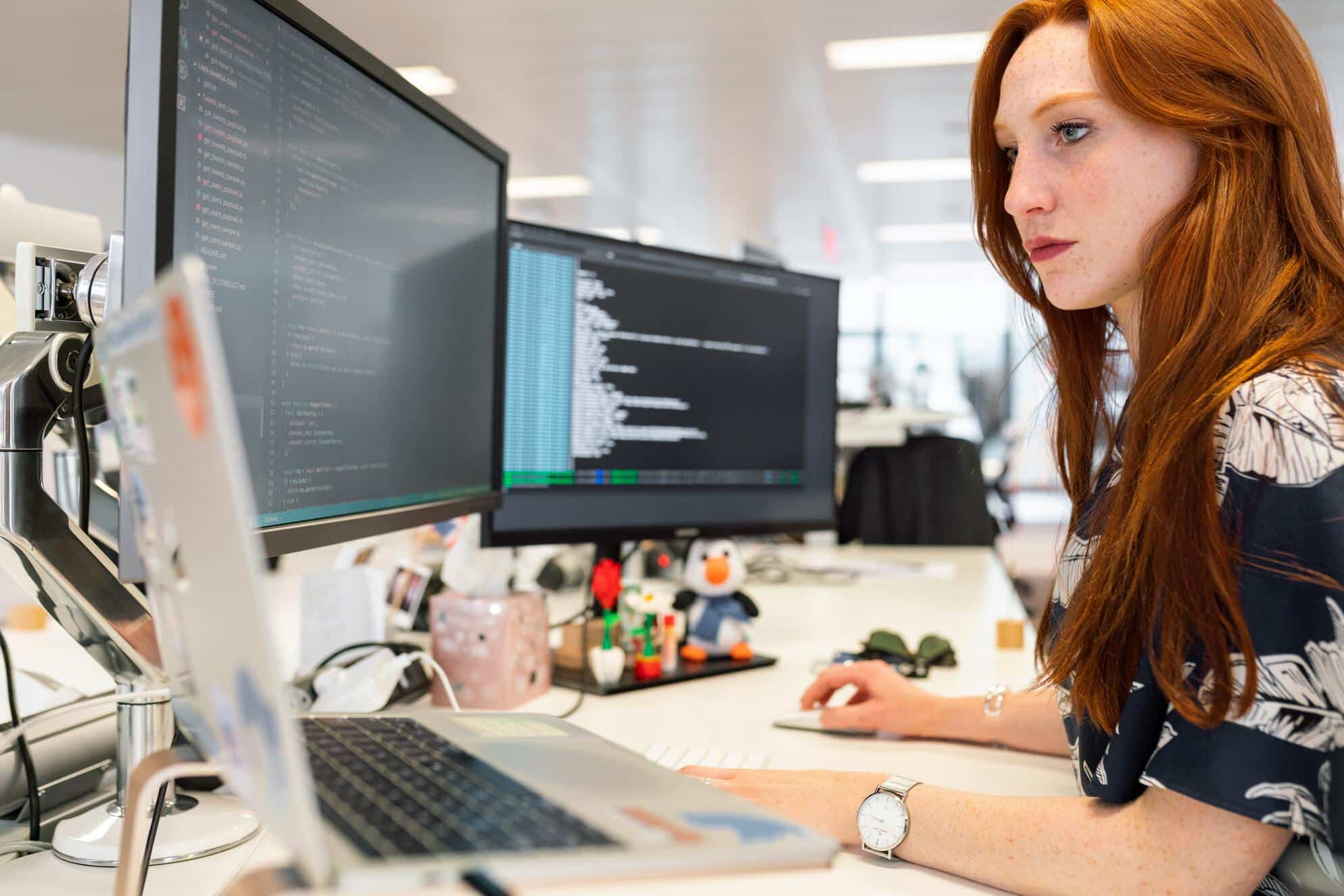 web administrator working at her desk