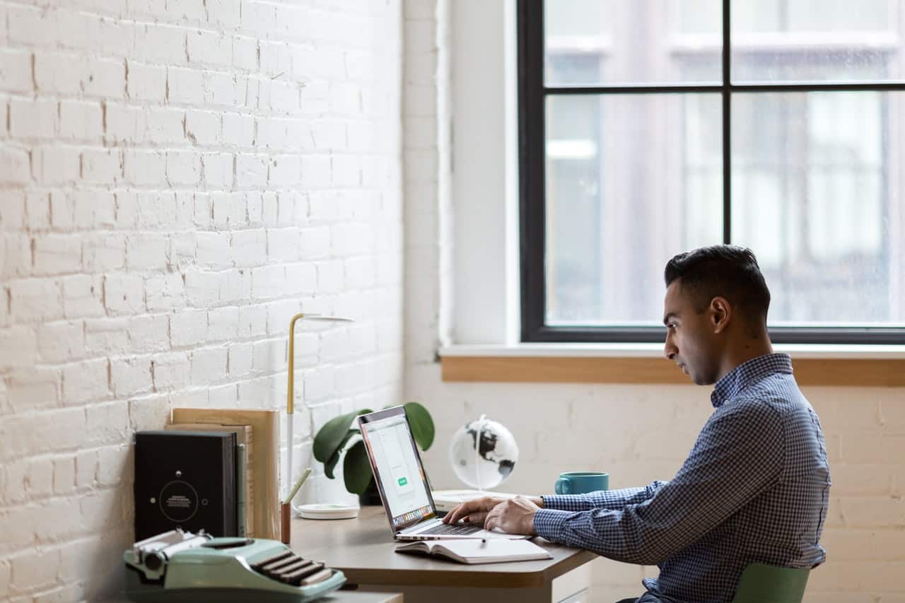 man using laptop