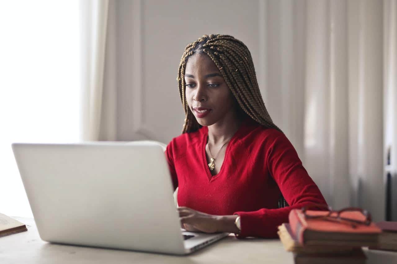 woman using laptop