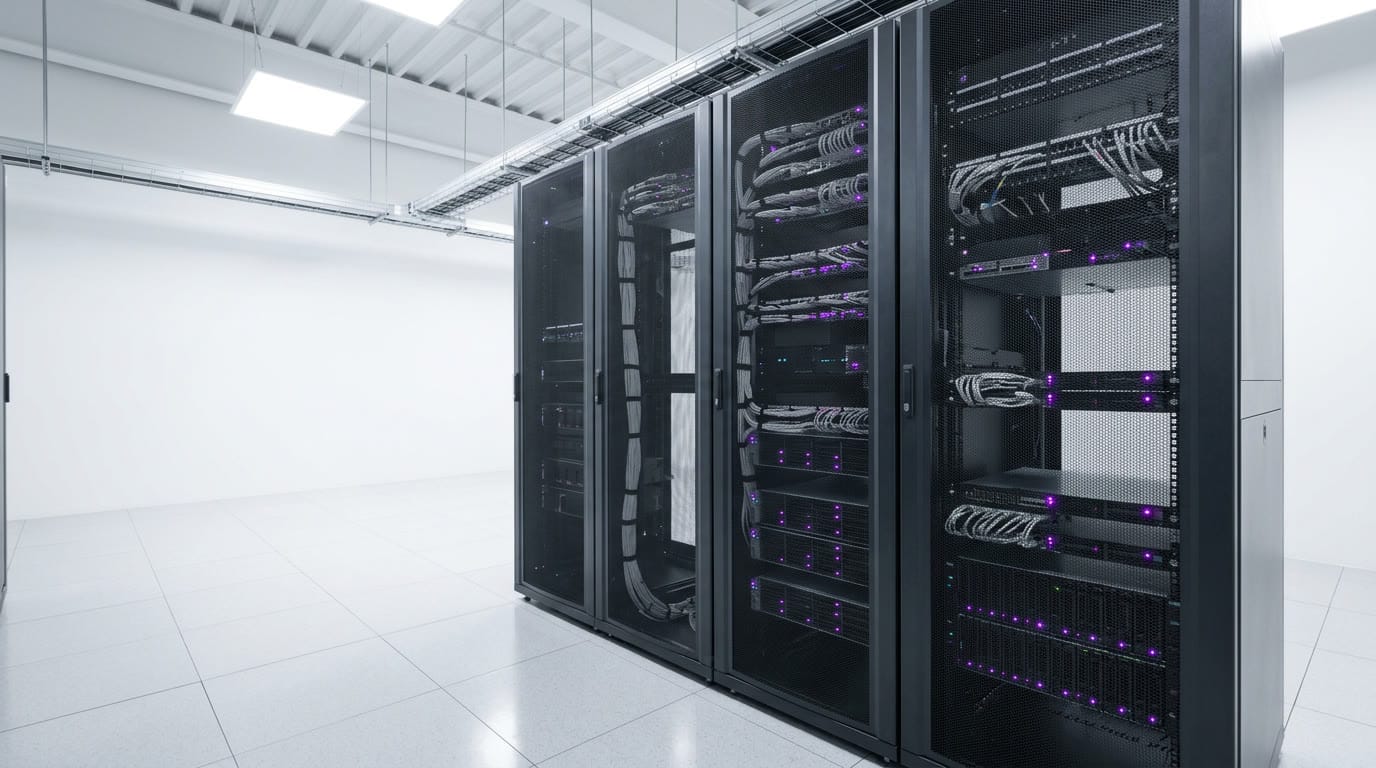 A bright server room